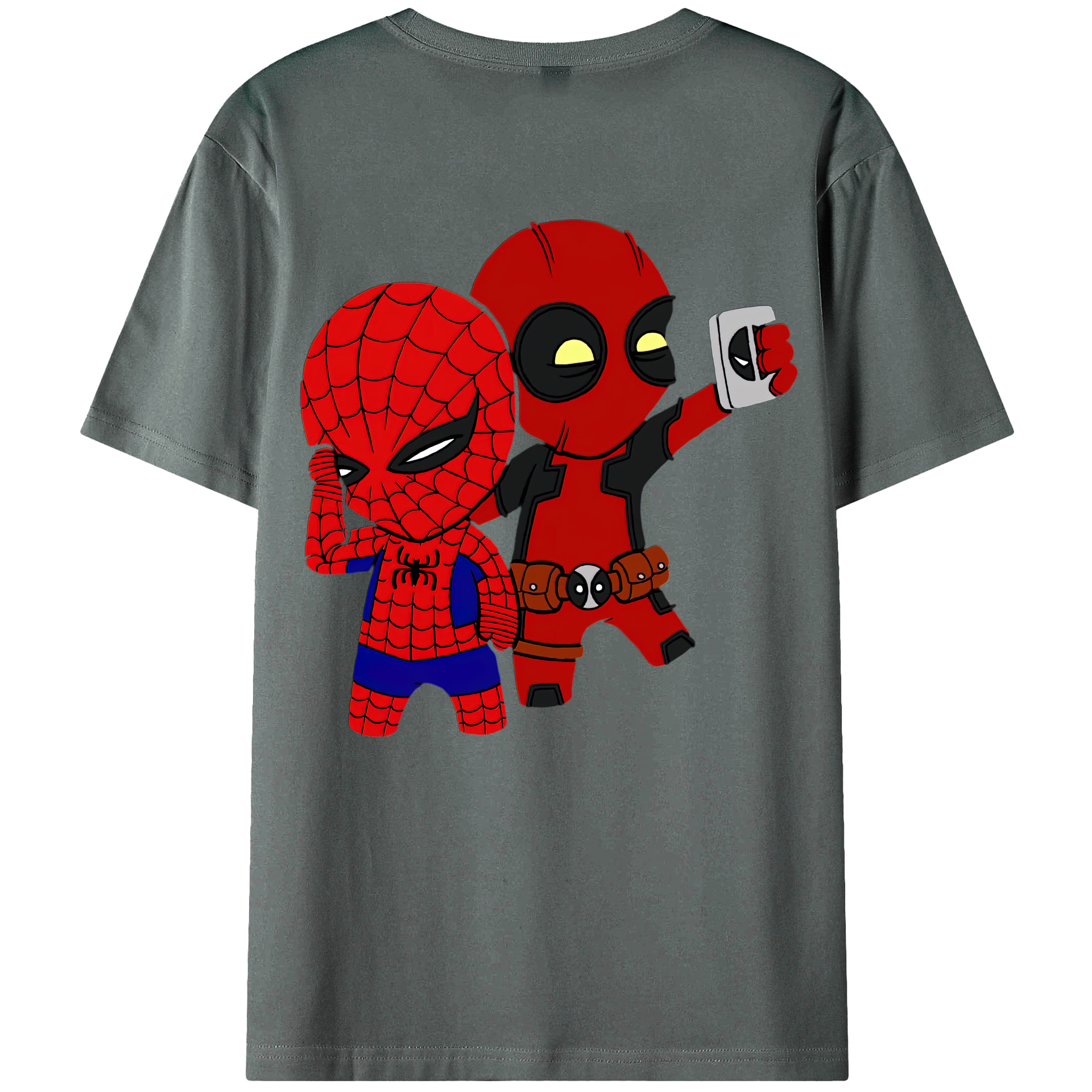 （画像用） Deadpool デッドプール 綿100％ メンズ半袖Tシャツ（バックプリント） 通気性